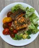 Cá hồi sốt chanh + hạt diêm mạch: Giảm cân healthy + eatclean