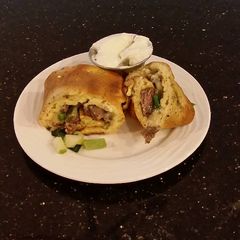 Steak and Cheese Rolled Baked Omlet A picture of Steak and Cheese Rolled Baked Omlet.