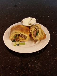 A picture of Steak and Cheese Rolled Baked Omlet.