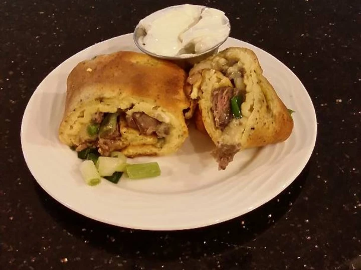 Recipe Steak and Cheese Rolled Baked Omlet the Awesome  Tasty