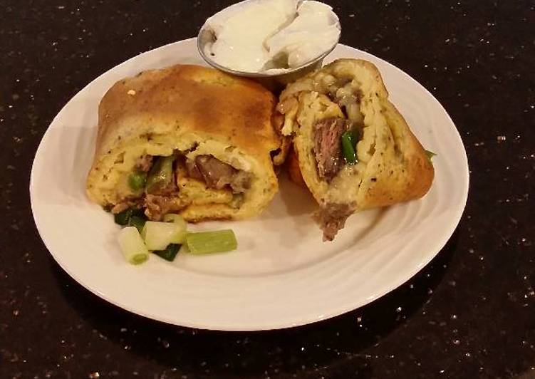 Recipe of Perfect Steak and Cheese Rolled Baked Omlet