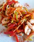 Camarones con vegetales salteados al wok. #paraprincipiantes