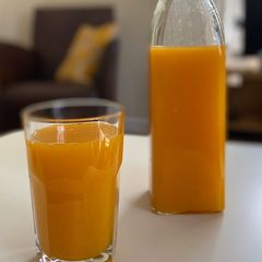 My mum’s refreshing orange juice with lemon 🍋 🍊 A picture of My mum’s refreshing orange juice with lemon 🍋 🍊.