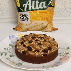 A picture of Soft and Super Moist Multi Millet Atta Jaggery Cake.