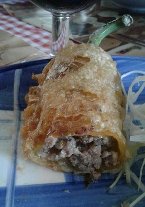Una foto de Ajíes rellenos fritos