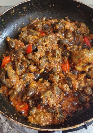 Foto resep Tumis Jantung Hati Ampela Ayam Sambal Kacang Mente