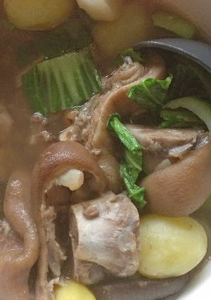 A picture of Pork hock vege stew.