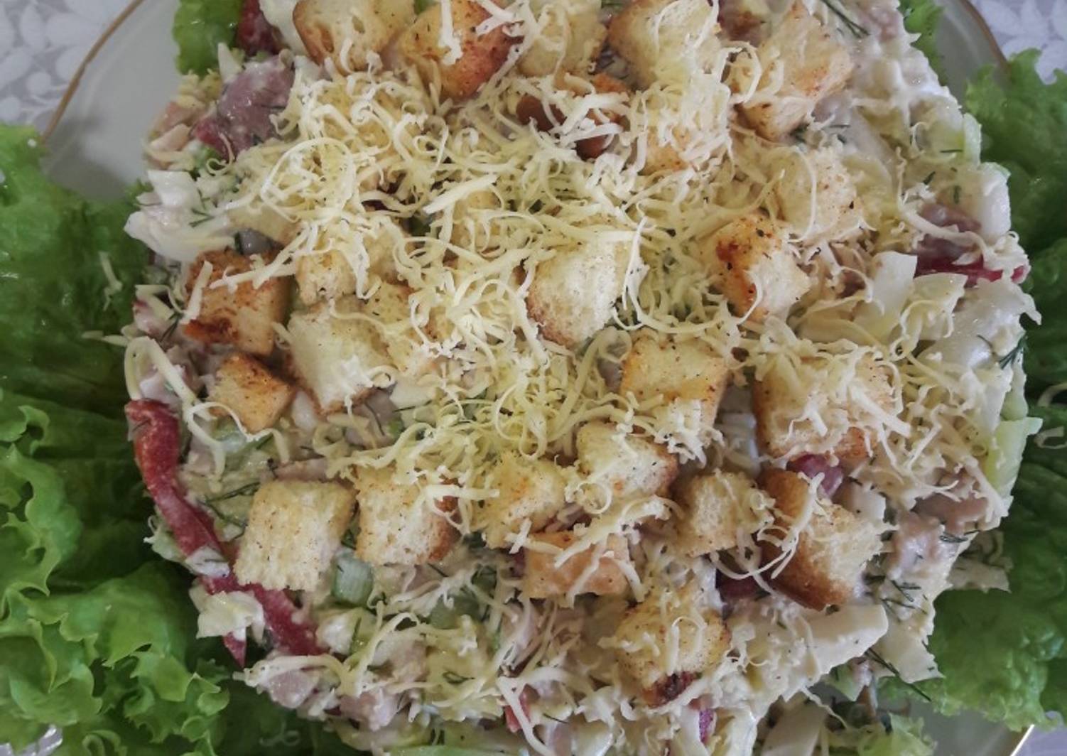 Рецепт салата цезарь с тунцом пошагово с фото