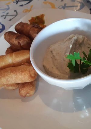 Una foto de Crema de berenjena