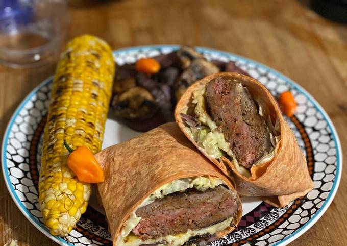 Simple Way to Prepare Quick Cheeseburger Wrap