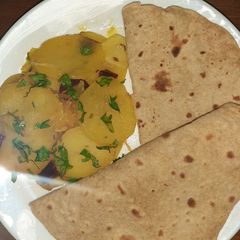 A picture of Quick potato veggie with chapati 😊(katli with roti) #mycookbook.