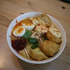 Laksa (Malaysian Curry Noodles) A picture of Laksa (Malaysian Curry Noodles).