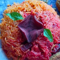 A picture of Beetroot khichdi.