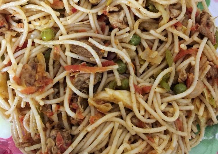 Chicken Vegetable Spaghetti Recipe By Man O Salwa Cookpad