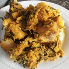 Yam and potato porriage with vegetable A picture of Yam and potato porriage with vegetable.