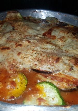 Una foto de Lasaña de berenjenas con jamón y queso