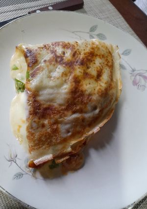Una foto de Sándwich de panqueque