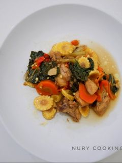 Foto resep Tumis ayam, baby jagung (putren), wortel & sawi