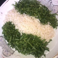 White rice with salad A picture of White rice with salad.