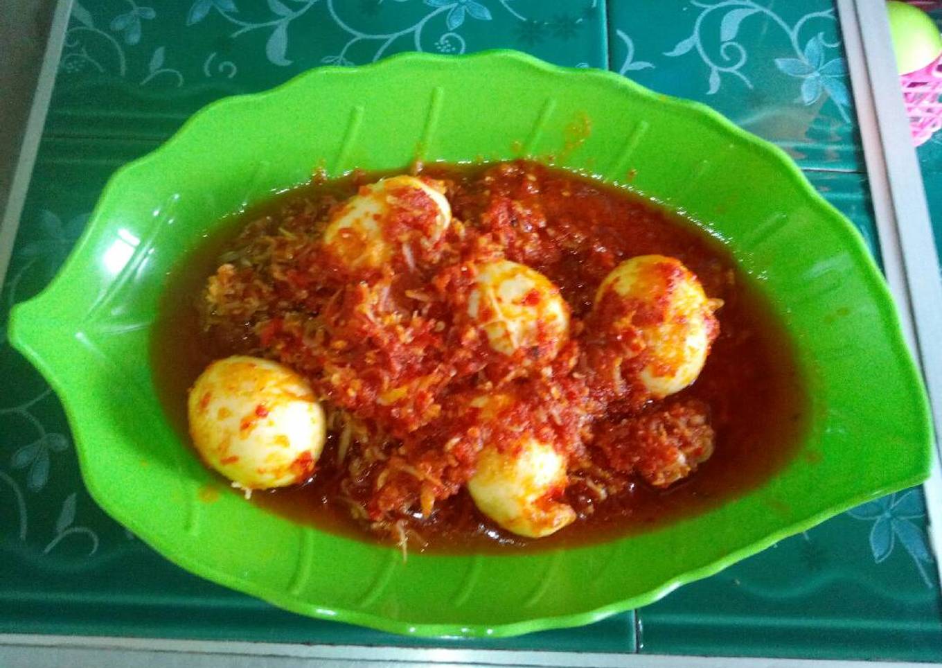 Resep Balado Telur campur Teri Medan, Lezat Sekali