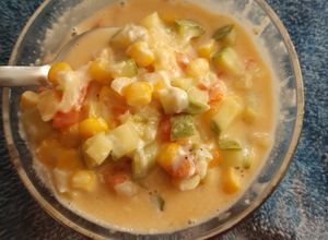 Una foto de Calabacitas con crema rápidas y fácil