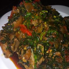 Ugu with waterleaf soup A picture of Ugu with waterleaf soup.
