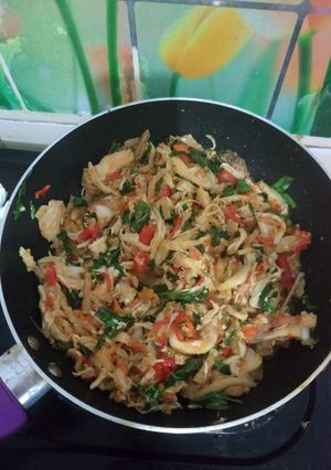 Foto resep Ayam suir tumis jamur tempe kemangi pedas