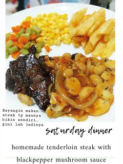 Foto resep Tenderloin steak with blackpepper mushroom sauce
