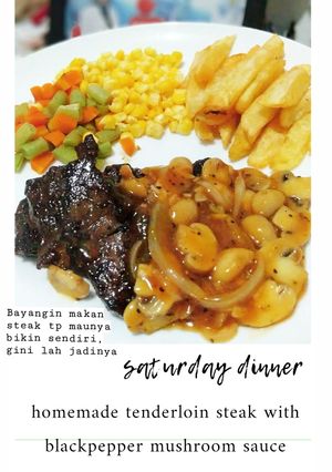 Foto resep Tenderloin steak with blackpepper mushroom sauce
