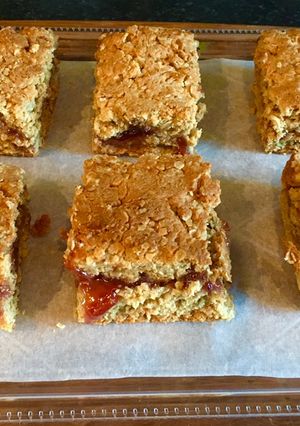 A picture of Peanut Butter and Jelly Bars.