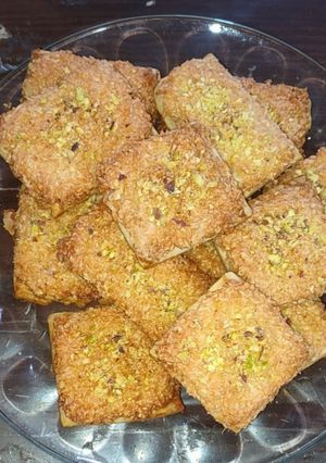 عکسی از دستور شیرینی نارگیلی با خمیر هزارلایه