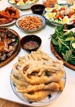A picture of Boiled Chicken Feet with Special Dipping Sauce.