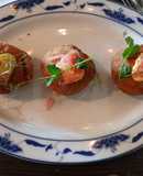 Croquetes de batata com tartar de salmão