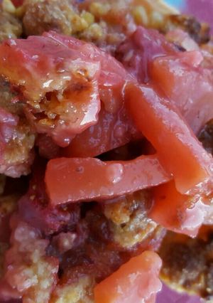Une photo de Crumble pomme fraise pralin