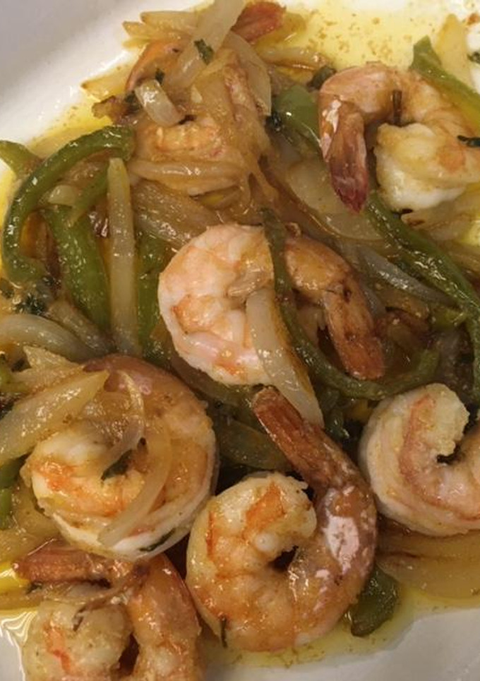Una foto de Camarones con pimientos
