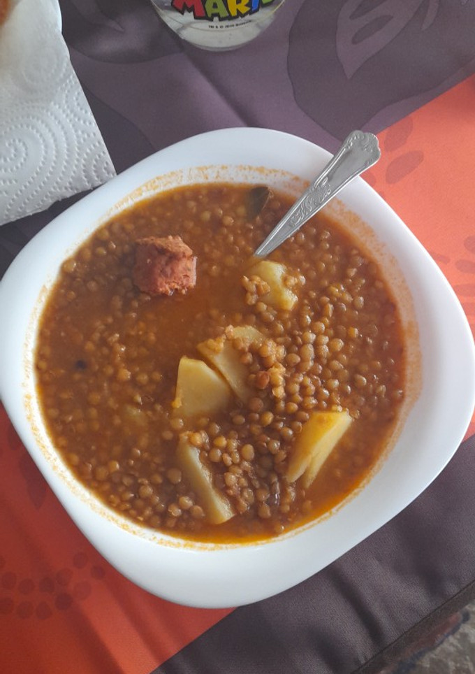 Una foto de Lentejas con calabaza