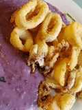 Baked Calamari with Purple Potato Mash