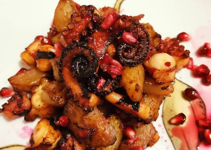 Polpo e patate melagrana