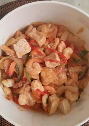 Foto resep Udang tahu asam manis