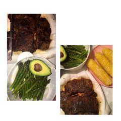 A picture of Tasteful steak & asparagus with avocado and corn 🤤.