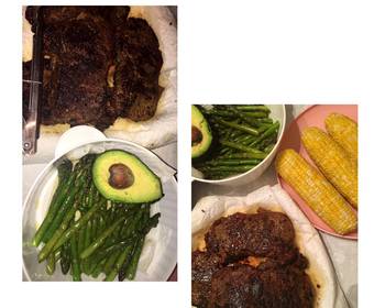 Popular Recipe Tasteful steak  asparagus with avocado and corn  Delicious Perfect