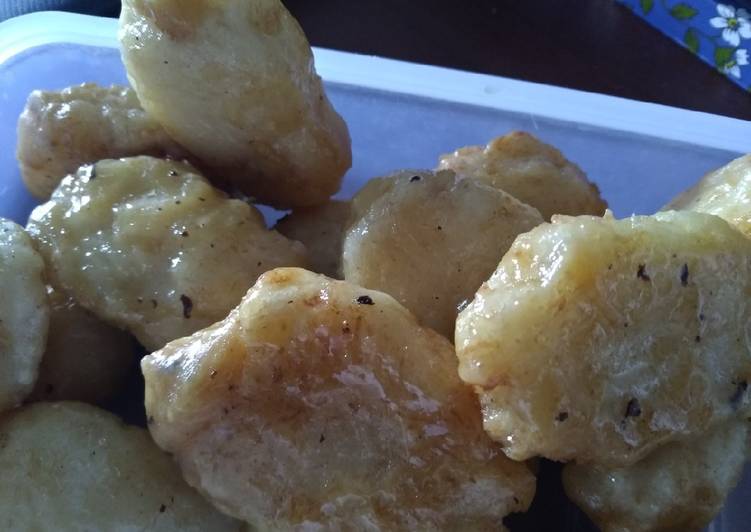 resep cara bikin Gemblong ketan selimut gula