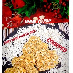 A picture of Chiki with puffed rice.