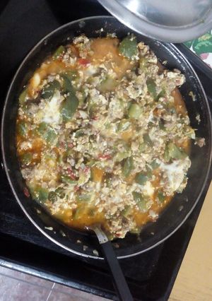 Una foto de Zapallitos revueltos con carne picada