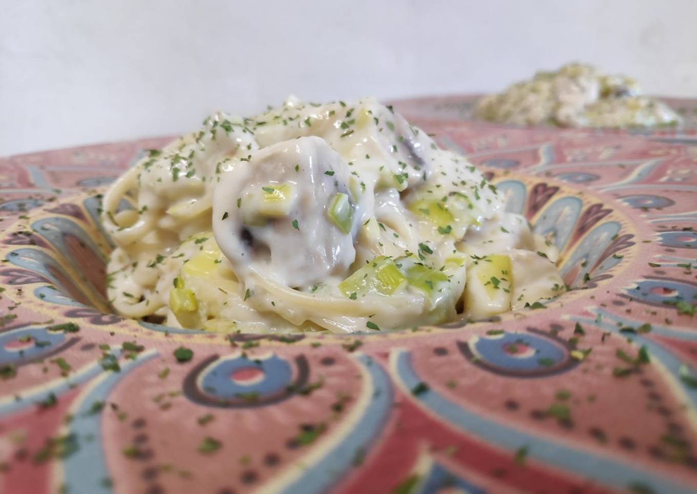 Tallarines con champiñones a la crema