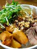 Vermicelli with Stir-Fried Pork and Seafood Egg Rolls