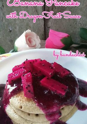 Foto resep Banana Pancake with DragonFruit Sauce