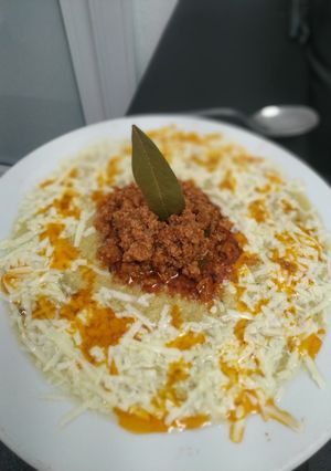 Una foto de Tamal en cazuela con picadillo de res 🍛