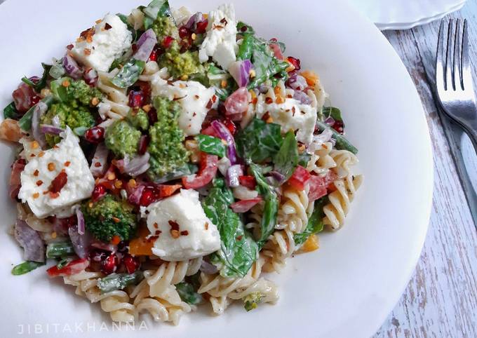 Recipe of Any-night-of-the-week Pasta Mayo Salad with Veggies and Feta
Cheese