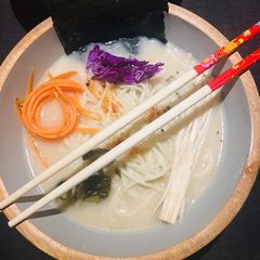 A picture of Vegan Ramen with soy milk and seasonal veg 🌱.